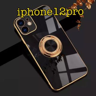 iphone12pro ブラック 黒 新品 iphoneケース スマホ 落下防止(iPhoneケース)