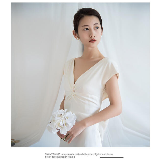 1点のみ バックリボン マーメイド ウエディングドレス ホワイト（M） レディースのフォーマル/ドレス(ウェディングドレス)の商品写真