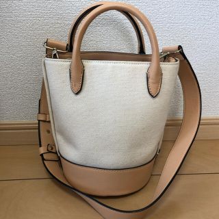 ザラ(ZARA)のハンドバッグ ショルダーバッグ　zara キャンバス　レザー(ショルダーバッグ)