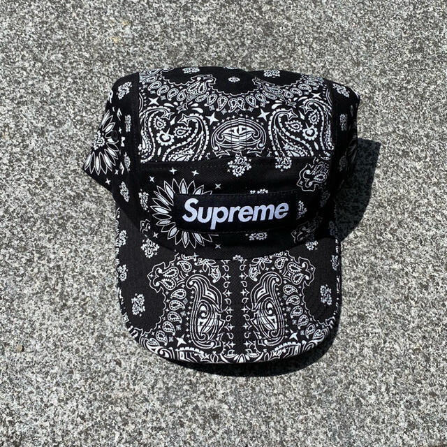 Supreme BANDANA CAMP CAP BLACK 黒
