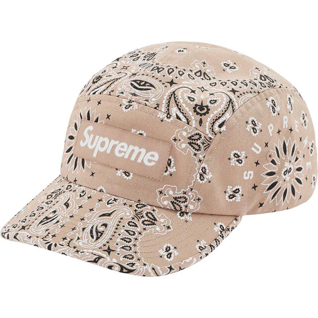 フリー状態supreme Bandana Camp Cap ss21 ブラックバンダナ