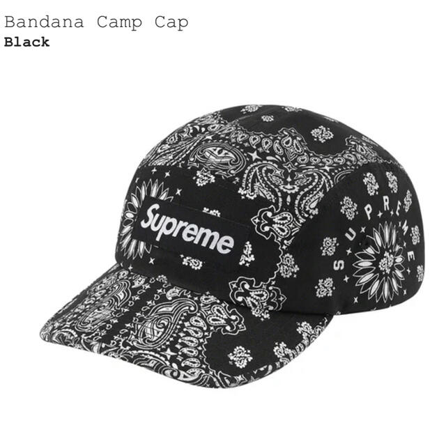 メンズ【黒】Supreme Bandana Camp Cap