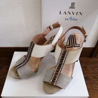 ランバンオンブルー(LANVIN en Bleu)のランバンオンブルー　Tストラップ　サンダル　ビジュー　ラインストーン(サンダル)