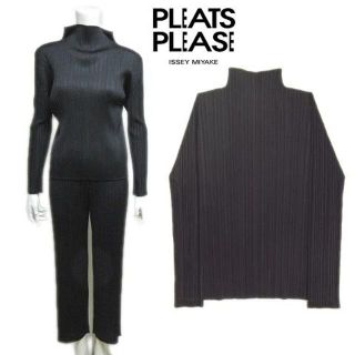 プリーツプリーズイッセイミヤケ(PLEATS PLEASE ISSEY MIYAKE)の極美品 プリーツプリーズ イッセイミヤケ ハイネック カットソー サイズ3(Tシャツ(長袖/七分))