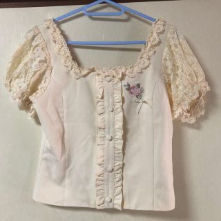 リズリサ(LIZ LISA)のブラウス　ローズ刺繍　レース　最終値下げ(シャツ/ブラウス(半袖/袖なし))