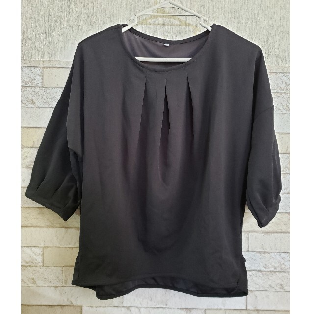 しまむら(シマムラ)のしまむら　クロッシー　カットソー　ブラック　L レディースのトップス(Tシャツ(半袖/袖なし))の商品写真