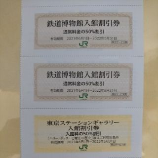 ジェイアール(JR)のJR東日本鉄道博物館割引券×2枚(美術館/博物館)