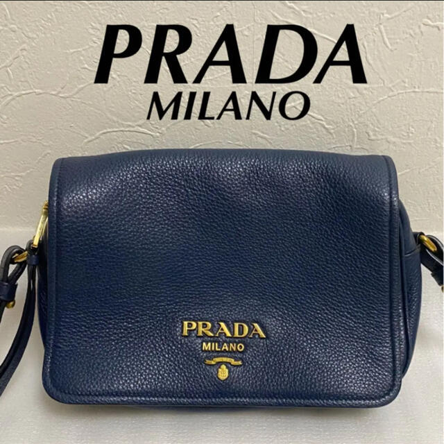 PRADA - 【正規品】PRADA/プラダ ファスナー付きショルダーバッグ ネイビー