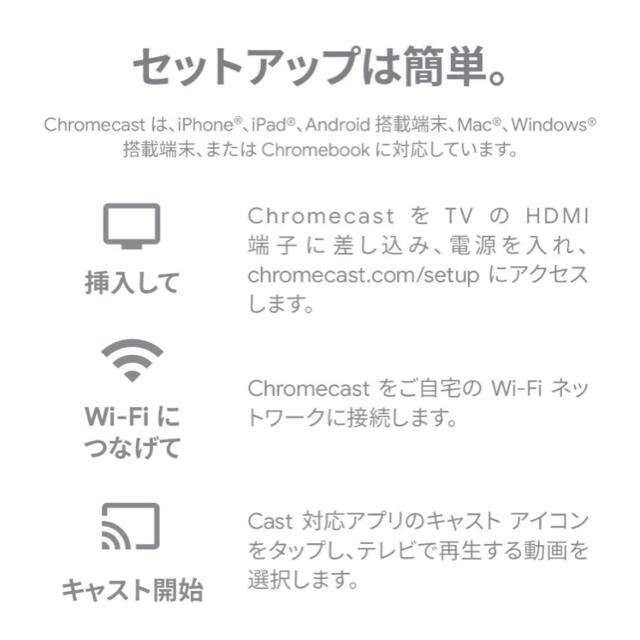 Google(グーグル)の【新品】Google Chromecast GA00439-JP 第3世代 スマホ/家電/カメラのテレビ/映像機器(映像用ケーブル)の商品写真