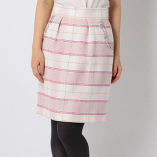 ミッシュマッシュ(MISCH MASCH)のチェック装飾付きタイトスカート　mischmasch スカート(ひざ丈スカート)