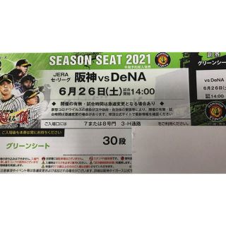 ハンシンタイガース(阪神タイガース)の阪神 vs オリックス グリーンシート通路側 6月26日(土) 14:00-(野球)