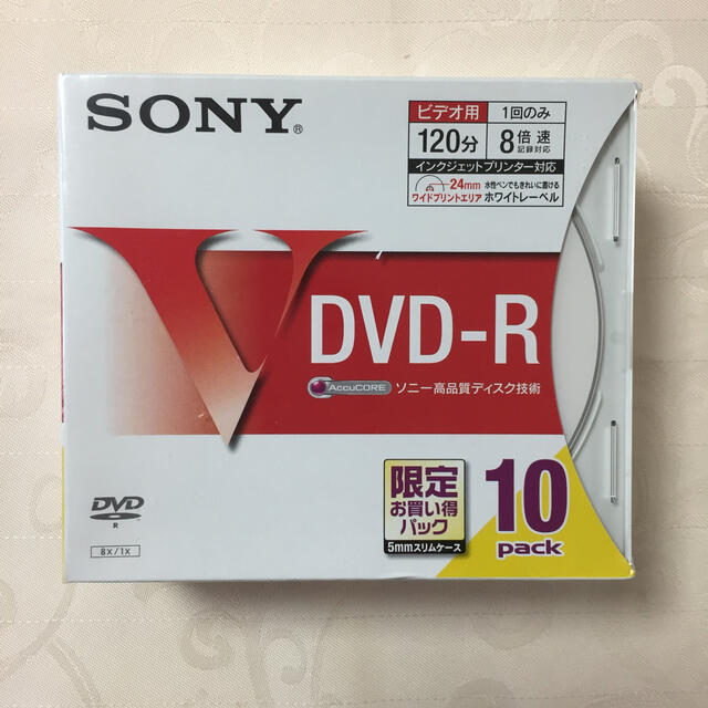 SONY(ソニー)のSONY DVD-R for VIDEO 10枚組 型番10DMR12HPSS エンタメ/ホビーのDVD/ブルーレイ(その他)の商品写真