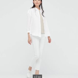 ユニクロ(UNIQLO)のユニクロ　リネンシャツ　白　XL(シャツ/ブラウス(長袖/七分))