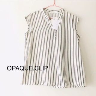 オペークドットクリップ(OPAQUE.CLIP)の新品タグ付　OPAQUE.CLIP ストライプブラウス(シャツ/ブラウス(半袖/袖なし))