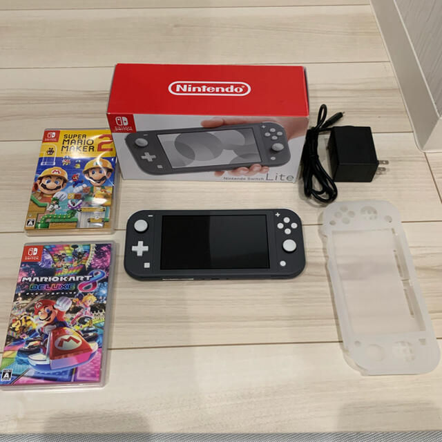 ニンテンドースイッチライト グレー 本体、ソフト2本家庭用ゲーム機本体