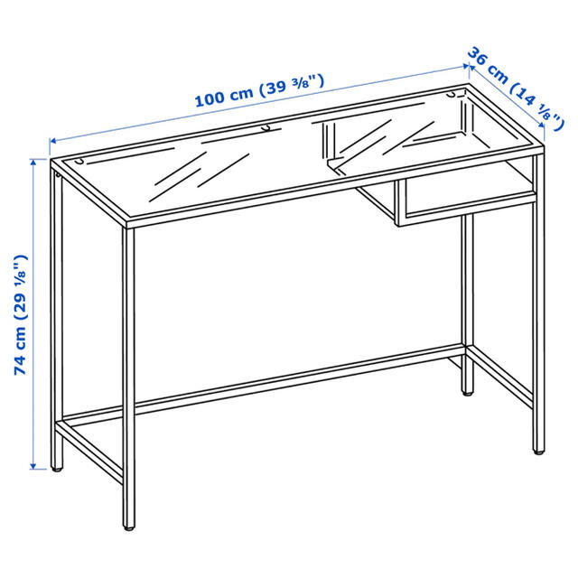 IKEA(イケア)のVITTSJÖ ヴィットショー　IKEA ガラステーブル インテリア/住まい/日用品の机/テーブル(オフィス/パソコンデスク)の商品写真