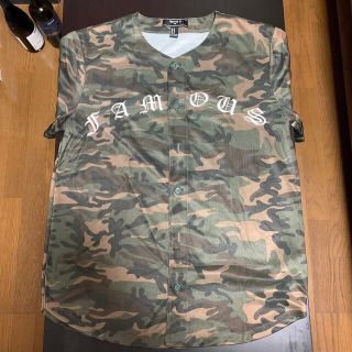 フォーエバートゥエンティーワン(FOREVER 21)のForever21 カモ柄　ベースボールシャツ　トップス　メッシュ(Tシャツ/カットソー(半袖/袖なし))