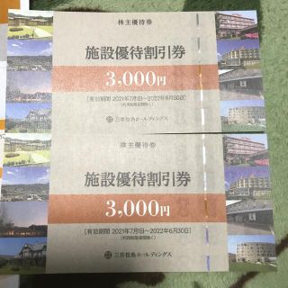 三井松島ホールディングス　施設優待割引券3,000円✖️2枚(宿泊券)