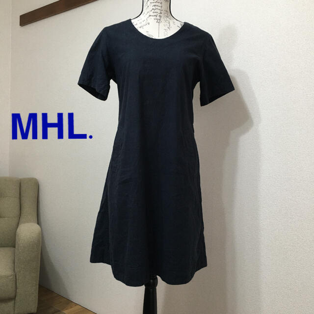 MARGARET HOWELL(マーガレットハウエル)のMHL. 半袖リネン Aライン ワンピース レディースのワンピース(ひざ丈ワンピース)の商品写真