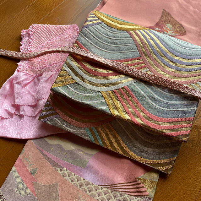 付け下げ 袋帯 帯揚げ 帯締め セット - 着物