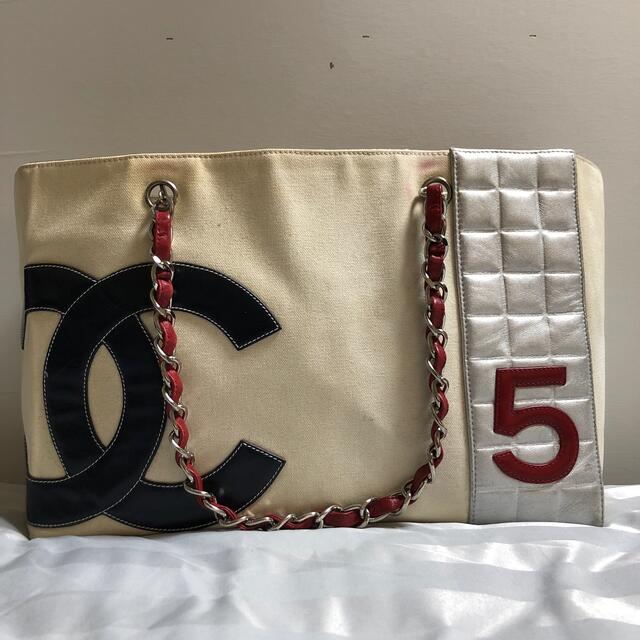 バッグ確実正規品 CHANEL ヴィンテージ No.5 キャンバス ライトベージュ