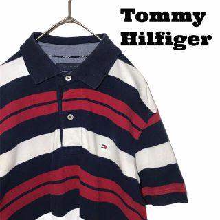 トミーヒルフィガー(TOMMY HILFIGER)の【希少デザイン】トミーヒルフィガー TOMMY ポロシャツ ボーダー S 古着(ポロシャツ)