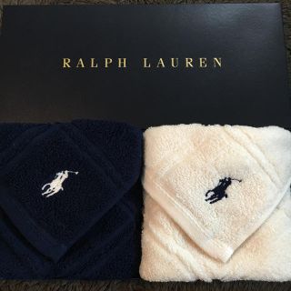 ラルフローレン(Ralph Lauren)の大人気無地ネイビー&ホワイト♩ラルフローレン ウォッシュタオル(ハンカチ/ポケットチーフ)