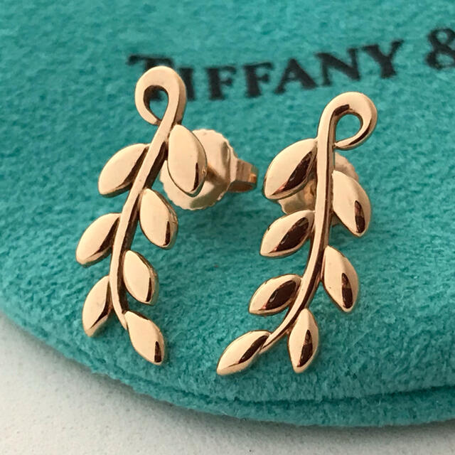 Tiffany & Co. - Tiffany K18PGオリーブリーフクライマーピアス 美品の