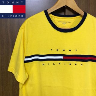 トミーヒルフィガー(TOMMY HILFIGER)のレアカラー 美品 トミーヒルフィガー フラッグ ロゴ Tシャツ 黄色  L(Tシャツ/カットソー(半袖/袖なし))