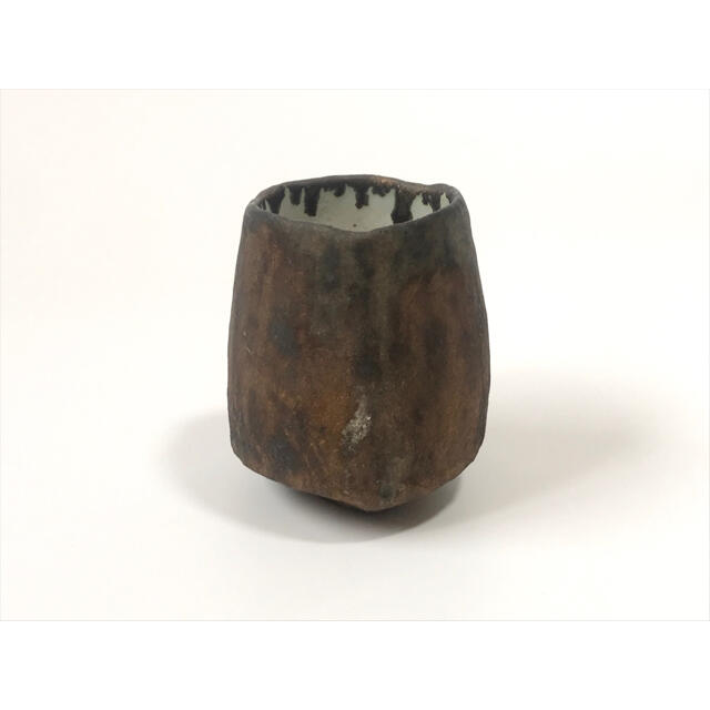 作家物 陶芸家 鈴木卓 黒錆彩湯呑 カップ うつわ美術品/アンティーク