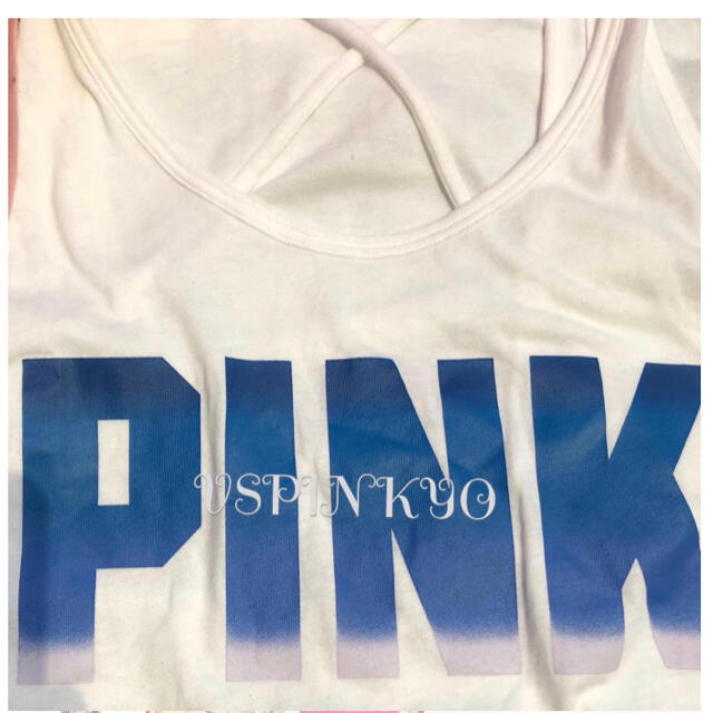 Victoria's Secret(ヴィクトリアズシークレット)のヴィクシー VS PINK グラデーションブルー タンクトップ 白サイズ S レディースのトップス(タンクトップ)の商品写真