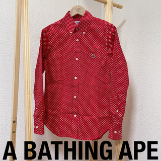 アベイシングエイプ(A BATHING APE)のBAPE✨ DOT LONG SHIRT✨RED✨(シャツ/ブラウス(長袖/七分))