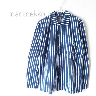 マリメッコ(marimekko)のmarimekko マリメッコ ヨカポイカ ストライプシャツ 150 紺×白(シャツ/ブラウス(長袖/七分))