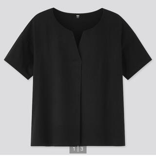 ユニクロ(UNIQLO)のUNIQLO マーセライズコットンキーネックＴシャツ ブラック S(シャツ/ブラウス(半袖/袖なし))