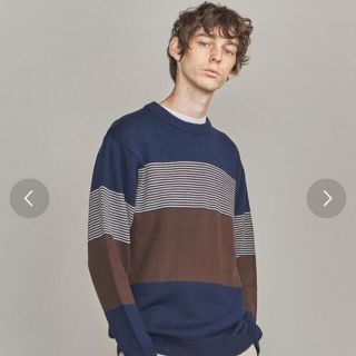 ビューティアンドユースユナイテッドアローズ(BEAUTY&YOUTH UNITED ARROWS)のBY パネル ニット　ネイビー　M(ニット/セーター)