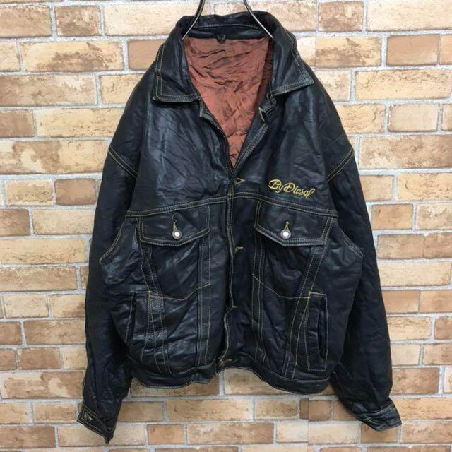 新品 DIESEL ディーゼル★異素材ベルト装飾★クロスステッチ刺繍 レザー