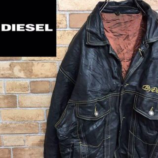 ディーゼル(DIESEL)の【ディーゼル】レザージャケット　3rdタイプ　刺繍ロゴ　イエローステッチ(レザージャケット)