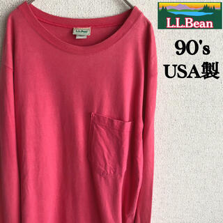 エルエルビーン(L.L.Bean)の90s USA製　L.L.BEAN 無地　長袖　Tシャツ　90's ポケT S(Tシャツ/カットソー(七分/長袖))