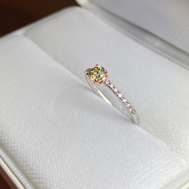 天然グリーンダイヤモンド　天然ピンクダイヤモンド　リング　ナチュラルカラーダイヤ レディースのアクセサリー(リング(指輪))の商品写真