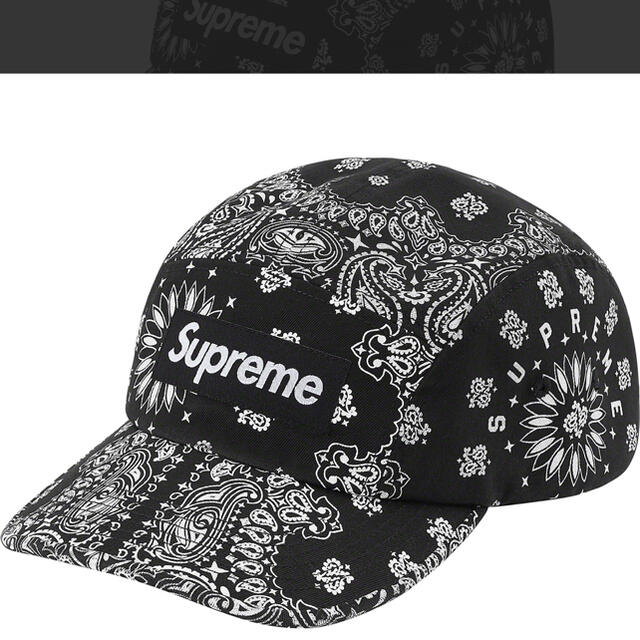 メンズsupreme Bandana Camp Cap black