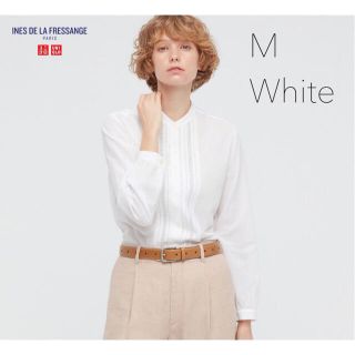 ユニクロ(UNIQLO)のシアーコットンスタンドカラーシャツ M(シャツ/ブラウス(長袖/七分))