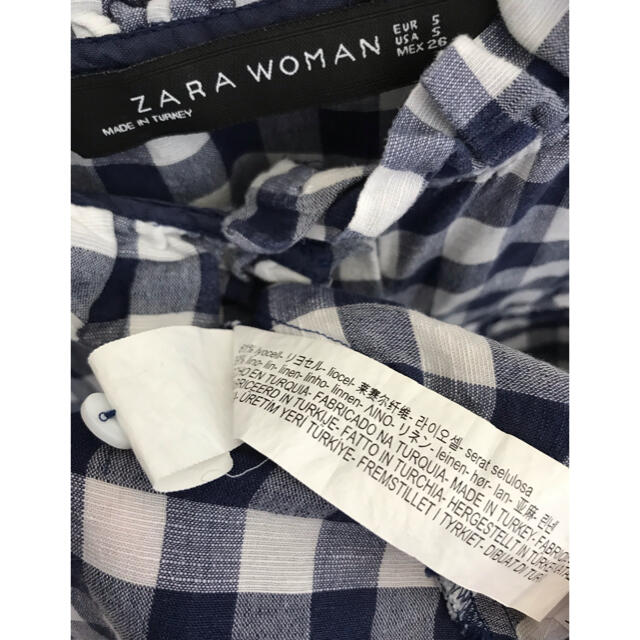 ZARA(ザラ)のZARA WOMAN ザラ　ギンガムチェック　フリル　ブラウス　シャツ  レディースのトップス(シャツ/ブラウス(半袖/袖なし))の商品写真