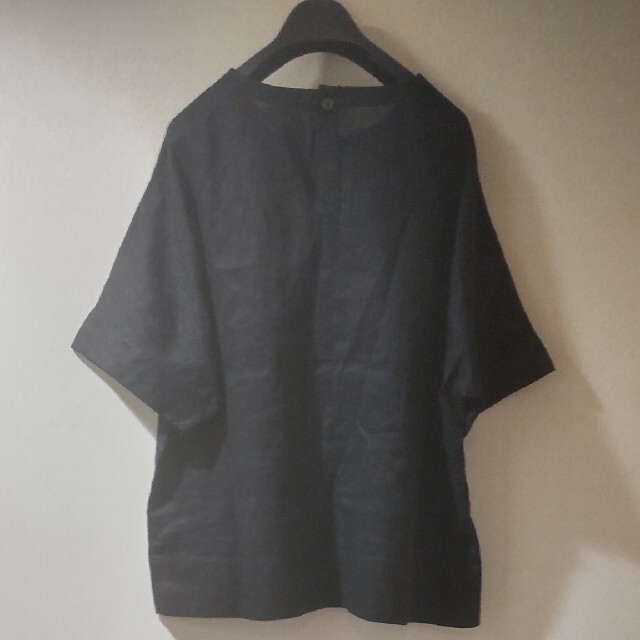 MUJI (無印良品)(ムジルシリョウヒン)の麻半袖ブラウス　ブラック レディースのトップス(シャツ/ブラウス(半袖/袖なし))の商品写真