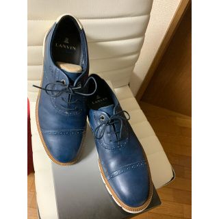 ランバンオンブルー(LANVIN en Bleu)の値下げ　ランバン　メンズシューズ　革ネイビー美品(スニーカー)