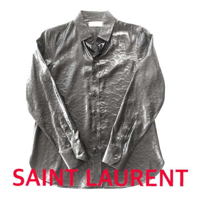 Saint Laurent(サンローラン)の新品　SAINT LAURENT サンローラン　シルク混　シャツ　黒 レディースのトップス(シャツ/ブラウス(長袖/七分))の商品写真