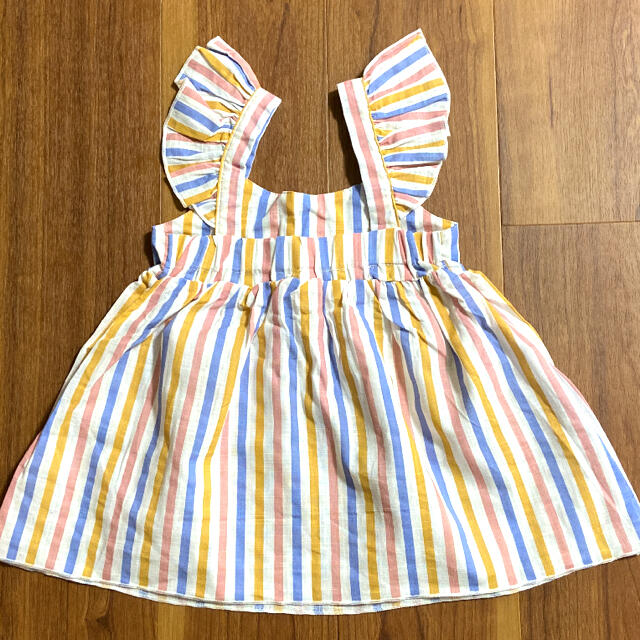 【新品】カラフル　ストライプ　夏　ワンピース　90cm キッズ/ベビー/マタニティのキッズ服女の子用(90cm~)(ワンピース)の商品写真