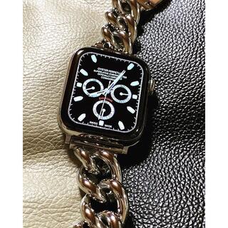 アップルウォッチ 最高級 シルバーチェーンブレスレット　ベルト　サイズカラー各種(腕時計)