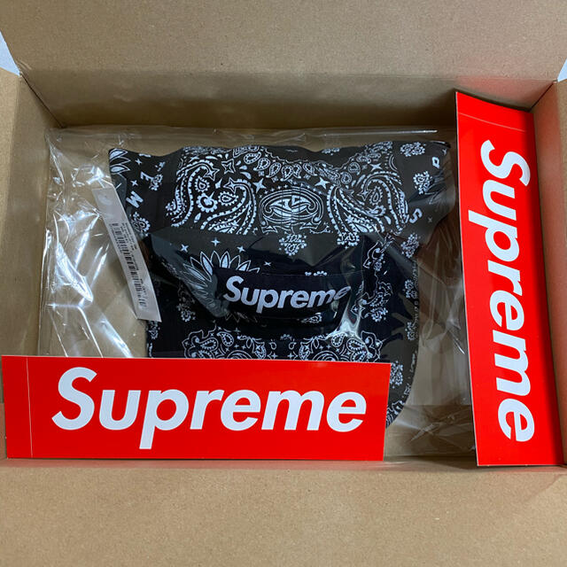 メンズ21SS Supreme Bandana Camp Cap Black