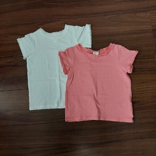 エイチアンドエム(H&M)の【H&M】Tシャツ2枚セット　白　ピンク　80　女児　未使用品(Ｔシャツ)