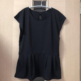 ジーユー(GU)のGU ペプラム トップス Tシャツ 黒(Tシャツ(半袖/袖なし))